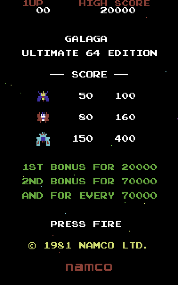 Screenshot from Galaga – Ultimate 64 Edition